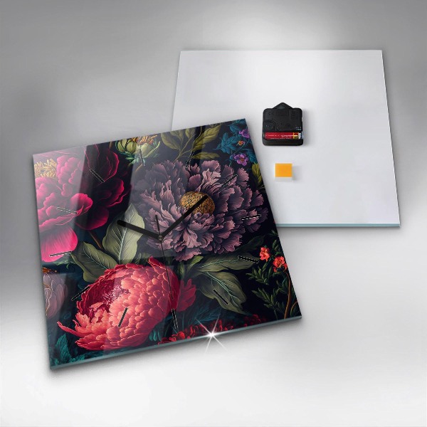 Szögletes fali üvegóra Vintage virágcsokor