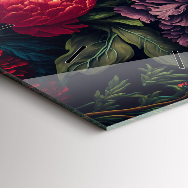 Szögletes fali üvegóra Vintage virágcsokor