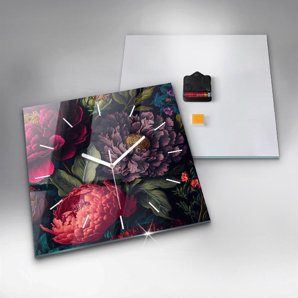 Szögletes fali üvegóra Vintage virágcsokor