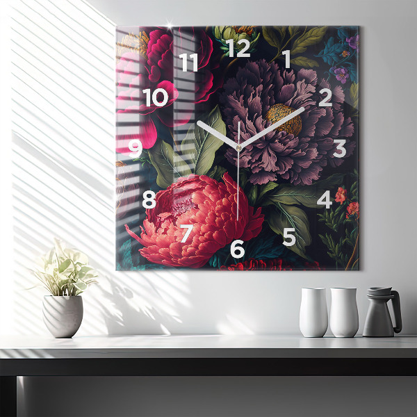 Szögletes fali üvegóra Vintage virágcsokor