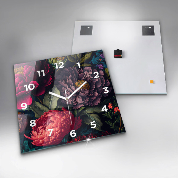 Szögletes fali üvegóra Vintage virágcsokor