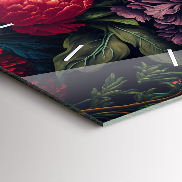 Szögletes fali üvegóra Vintage virágcsokor