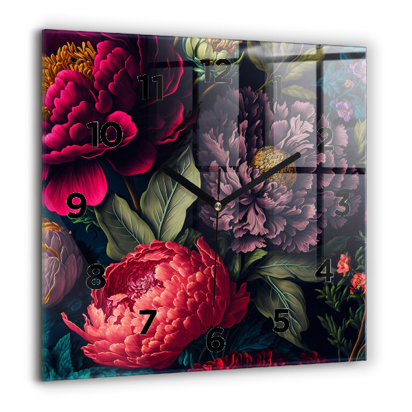 Szögletes fali üvegóra Vintage virágcsokor