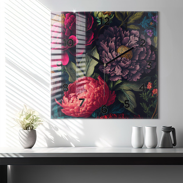 Szögletes fali üvegóra Vintage virágcsokor