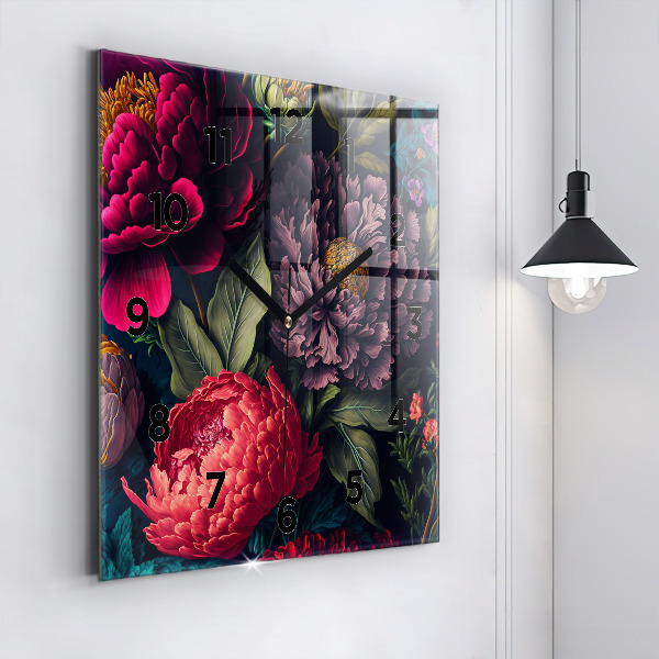 Szögletes fali üvegóra Vintage virágcsokor