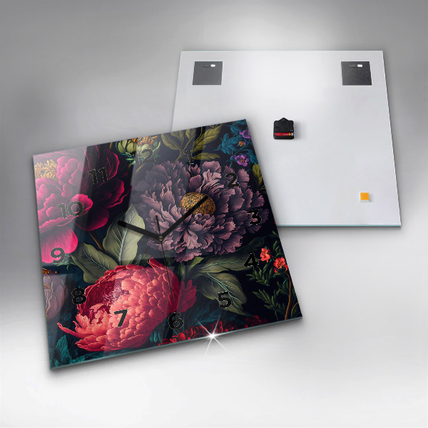 Szögletes fali üvegóra Vintage virágcsokor