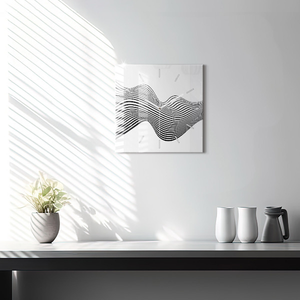 Szögletes fali üvegóra Fekete-fehér művészet