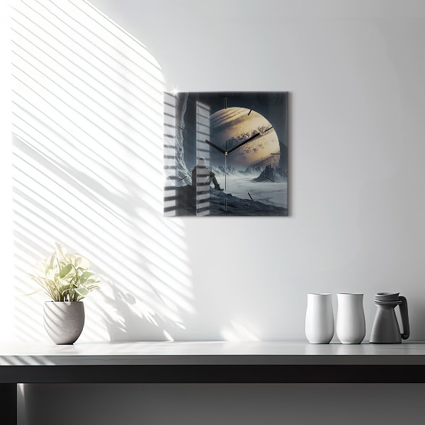 Szögletes fali üvegóra Ember a Hold előtt