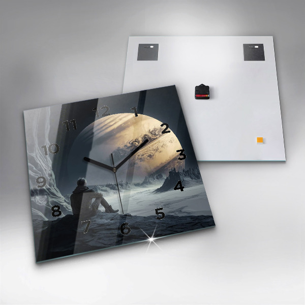 Szögletes fali üvegóra Ember a Hold előtt