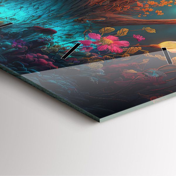 Szögletes fali üvegóra Erdő és varázsgomba