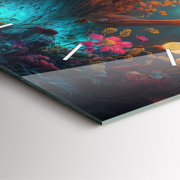 Szögletes fali üvegóra Erdő és varázsgomba