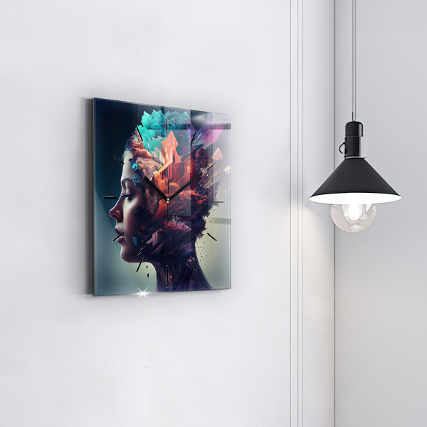 Szögletes fali üvegóra Absztrakt nő