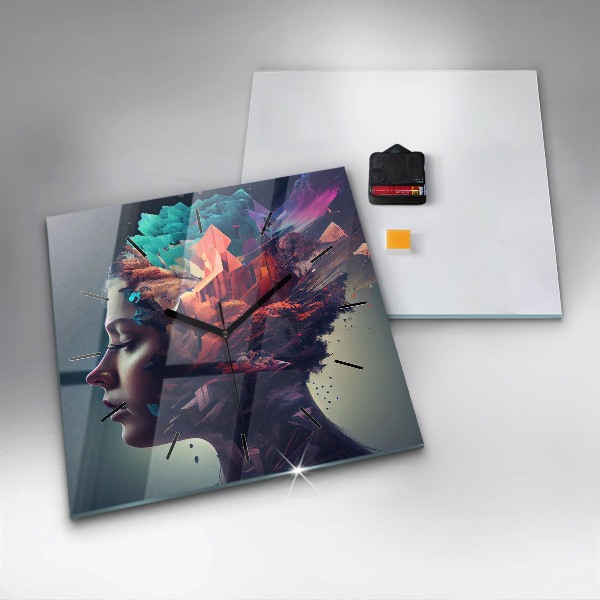 Szögletes fali üvegóra Absztrakt nő
