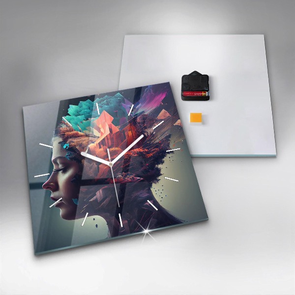 Szögletes fali üvegóra Absztrakt nő