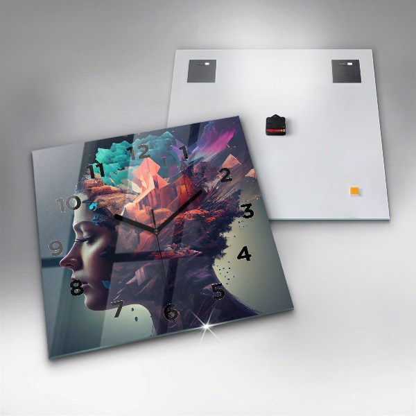 Szögletes fali üvegóra Absztrakt nő