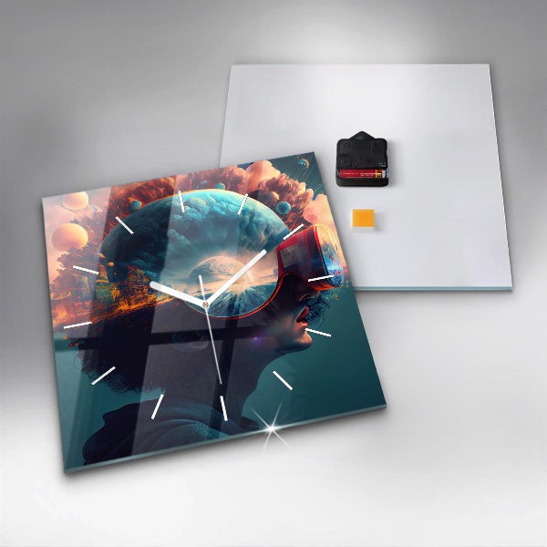 Szögletes fali üvegóra Futurisztikus világ