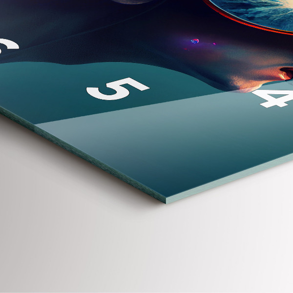 Szögletes fali üvegóra Futurisztikus világ