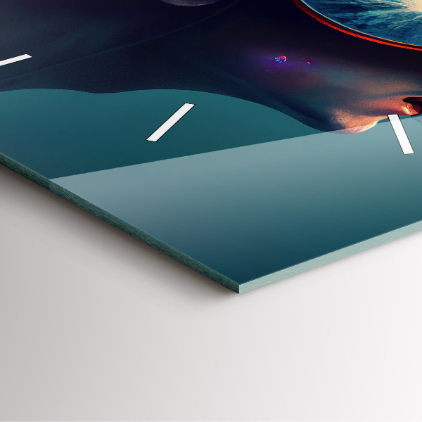 Szögletes fali üvegóra Futurisztikus világ