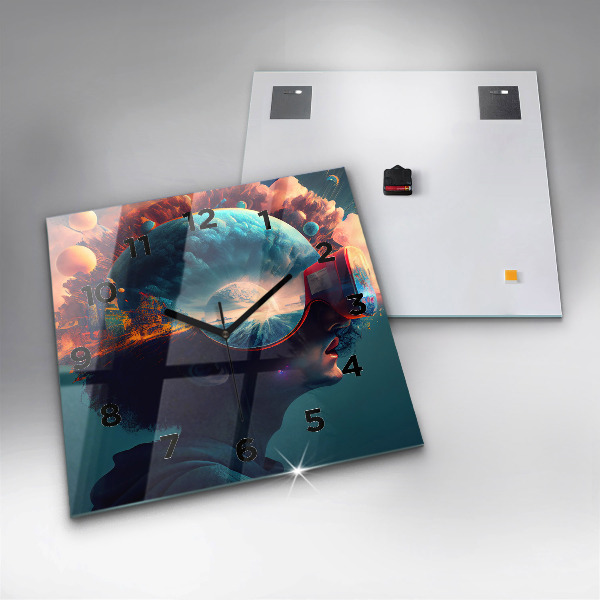 Szögletes fali üvegóra Futurisztikus világ