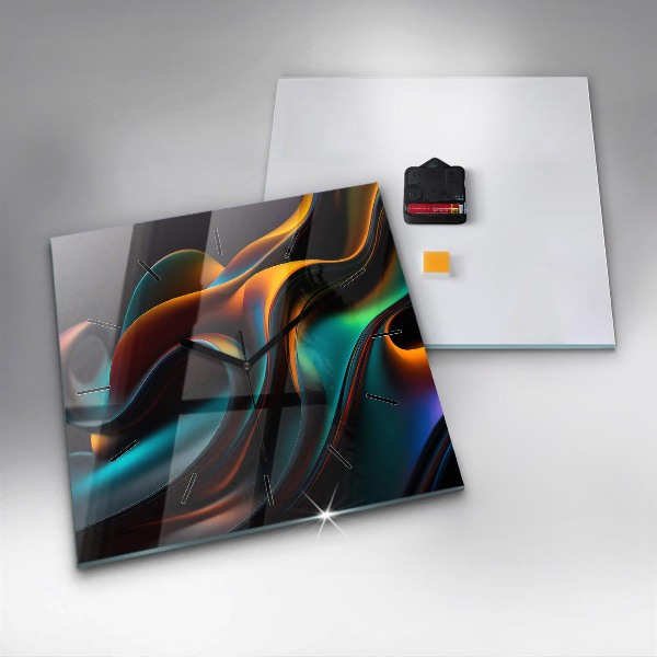 Szögletes fali üvegóra Futurisztikus hullám