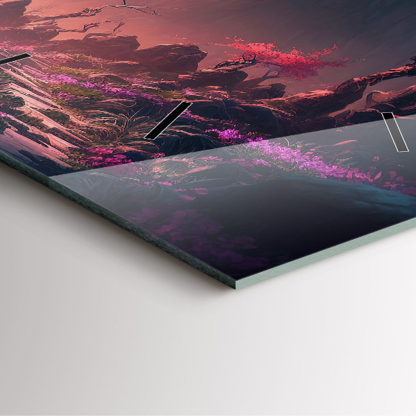 Szögletes fali üvegóra Varázslatos erdő és hegyek