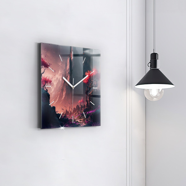 Szögletes fali üvegóra Varázslatos erdő és hegyek