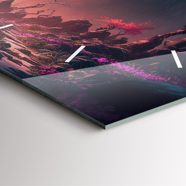 Szögletes fali üvegóra Varázslatos erdő és hegyek