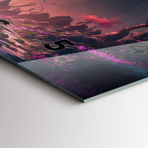 Szögletes fali üvegóra Varázslatos erdő és hegyek