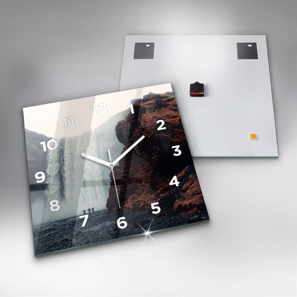 Szögletes fali üvegóra Vízesés táj Izland