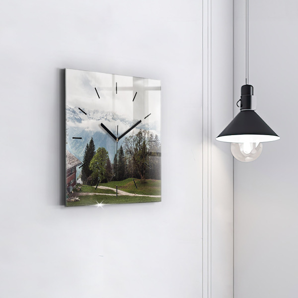 Szögletes fali üvegóra Kilátás a hegyekre