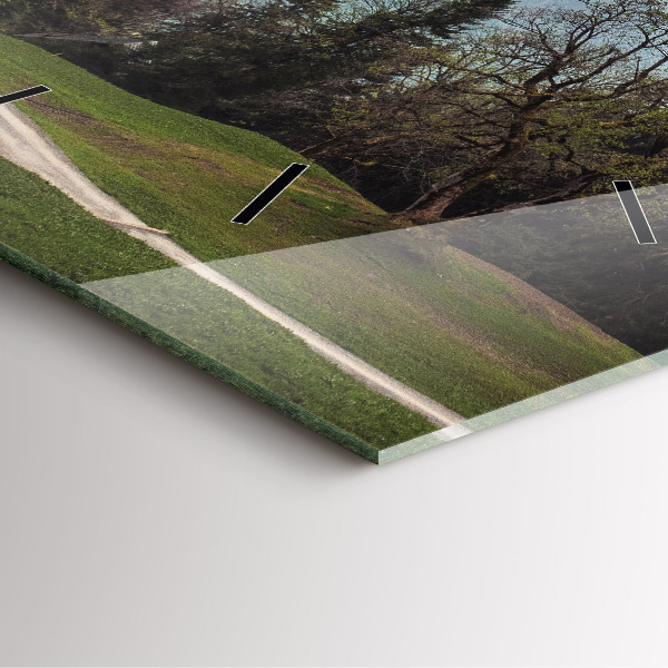 Szögletes fali üvegóra Kilátás a hegyekre