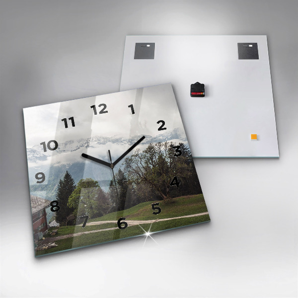 Szögletes fali üvegóra Kilátás a hegyekre