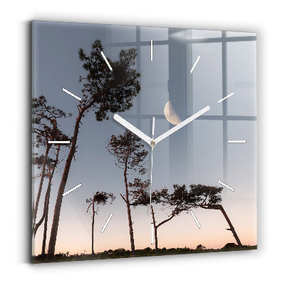 Szögletes fali üvegóra Félhold és fák