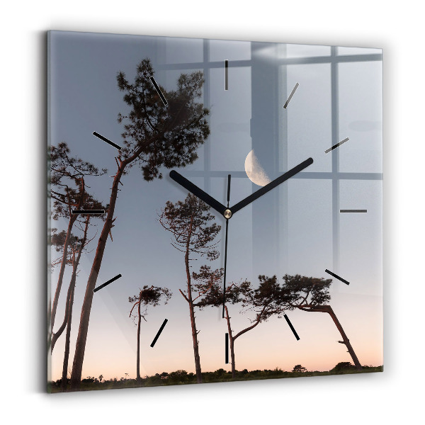Szögletes fali üvegóra Félhold és fák