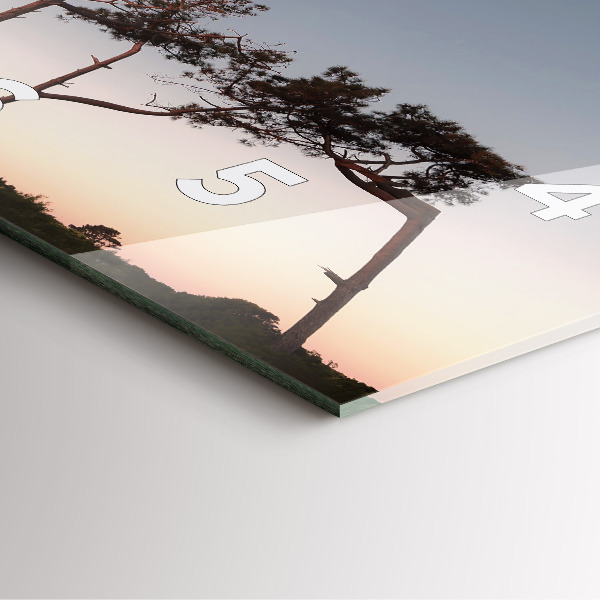 Szögletes fali üvegóra Félhold és fák