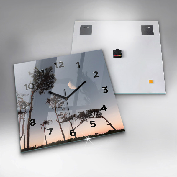 Szögletes fali üvegóra Félhold és fák