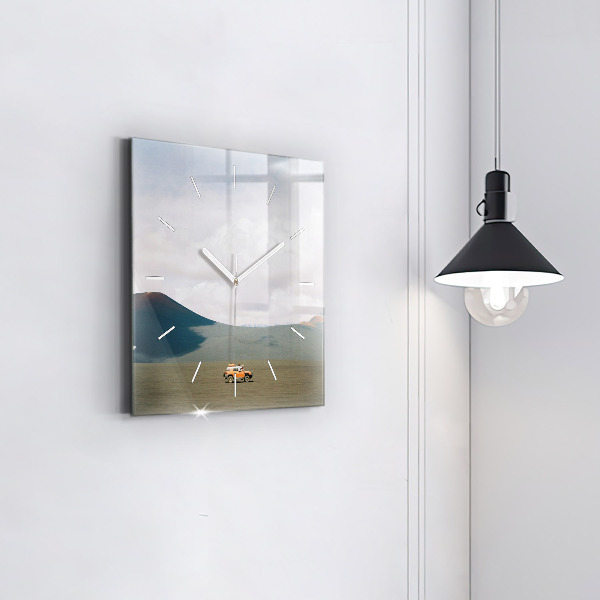 Szögletes fali üvegóra Jármű a kamcsatkai sivatagban