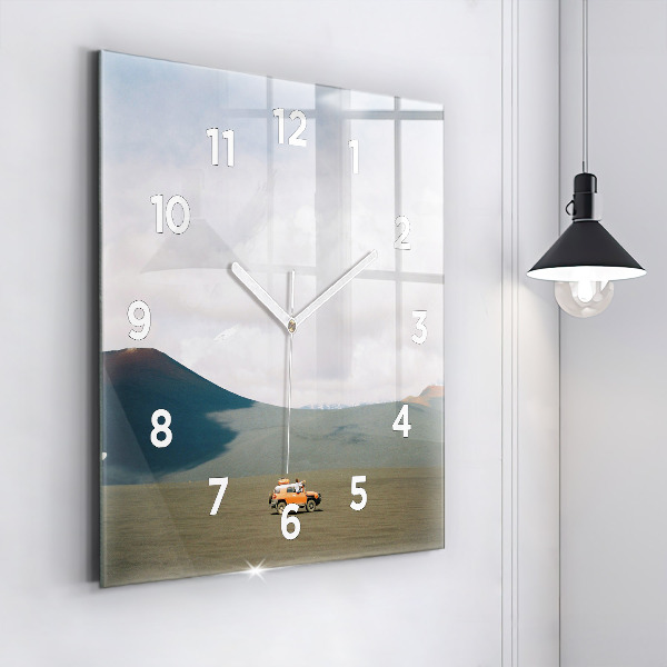 Szögletes fali üvegóra Jármű a kamcsatkai sivatagban