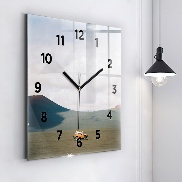 Szögletes fali üvegóra Jármű a kamcsatkai sivatagban