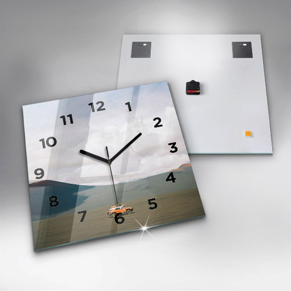 Szögletes fali üvegóra Jármű a kamcsatkai sivatagban