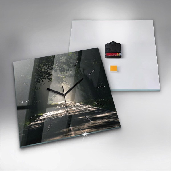 Szögletes fali üvegóra Erdei út és a napfény csíkjai