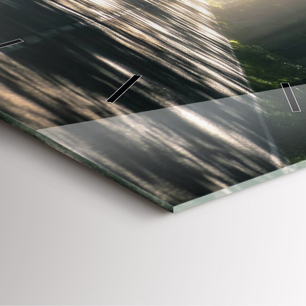 Szögletes fali üvegóra Erdei út és a napfény csíkjai