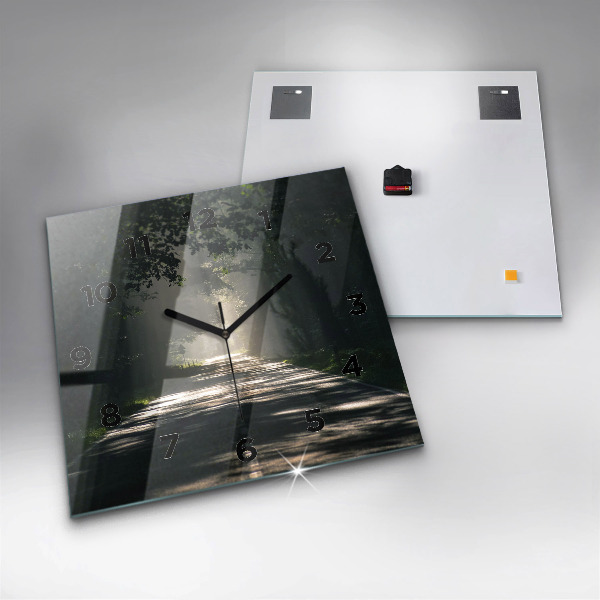 Szögletes fali üvegóra Erdei út és a napfény csíkjai