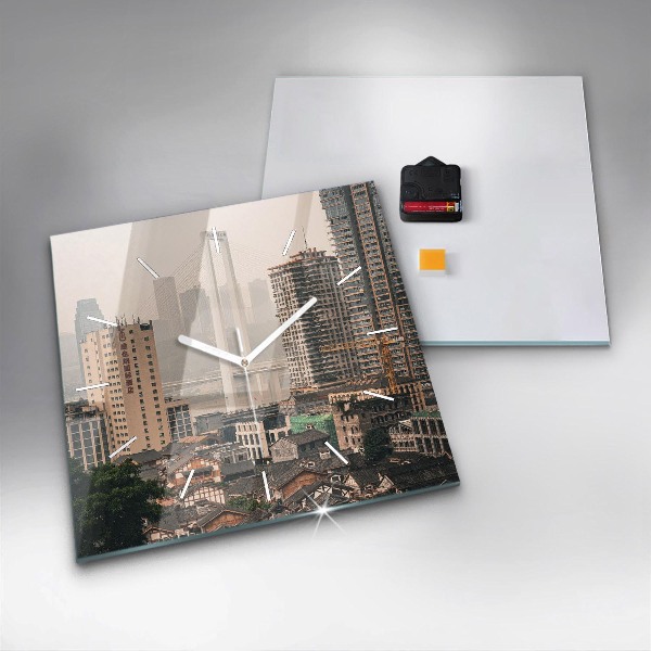 Szögletes fali üvegóra Chongqing óvárosa