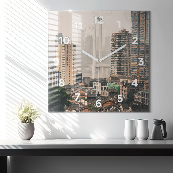 Szögletes fali üvegóra Chongqing óvárosa
