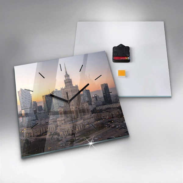 Szögletes fali üvegóra Varsói panoráma