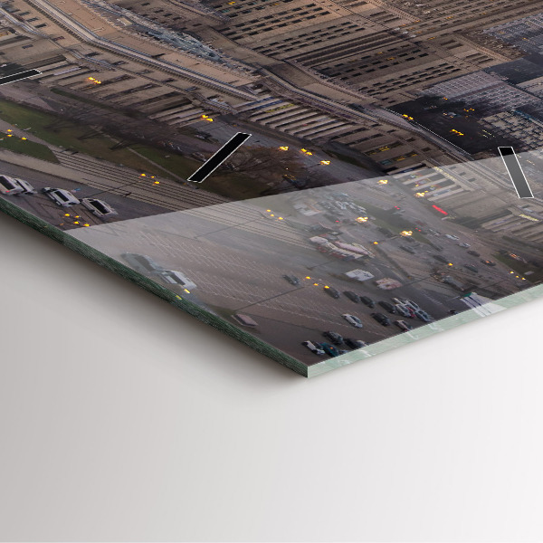 Szögletes fali üvegóra Varsói panoráma