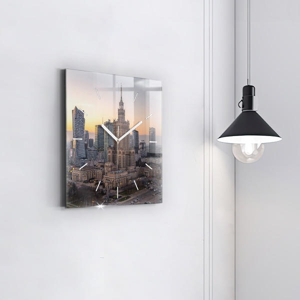 Szögletes fali üvegóra Varsói panoráma