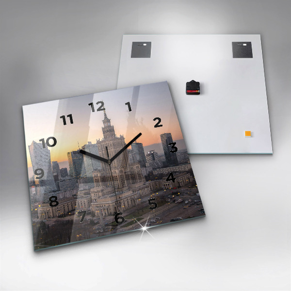 Szögletes fali üvegóra Varsói panoráma