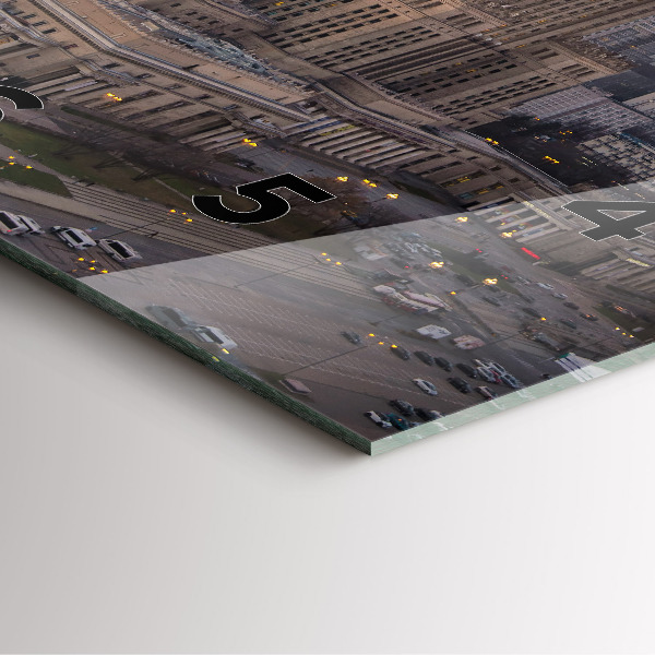 Szögletes fali üvegóra Varsói panoráma